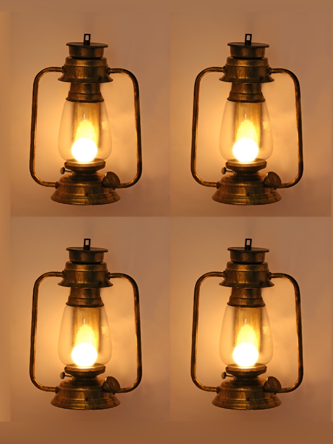 

Afast Transparent 4 Pieces Lantern Shaped Glass Wall Lamps