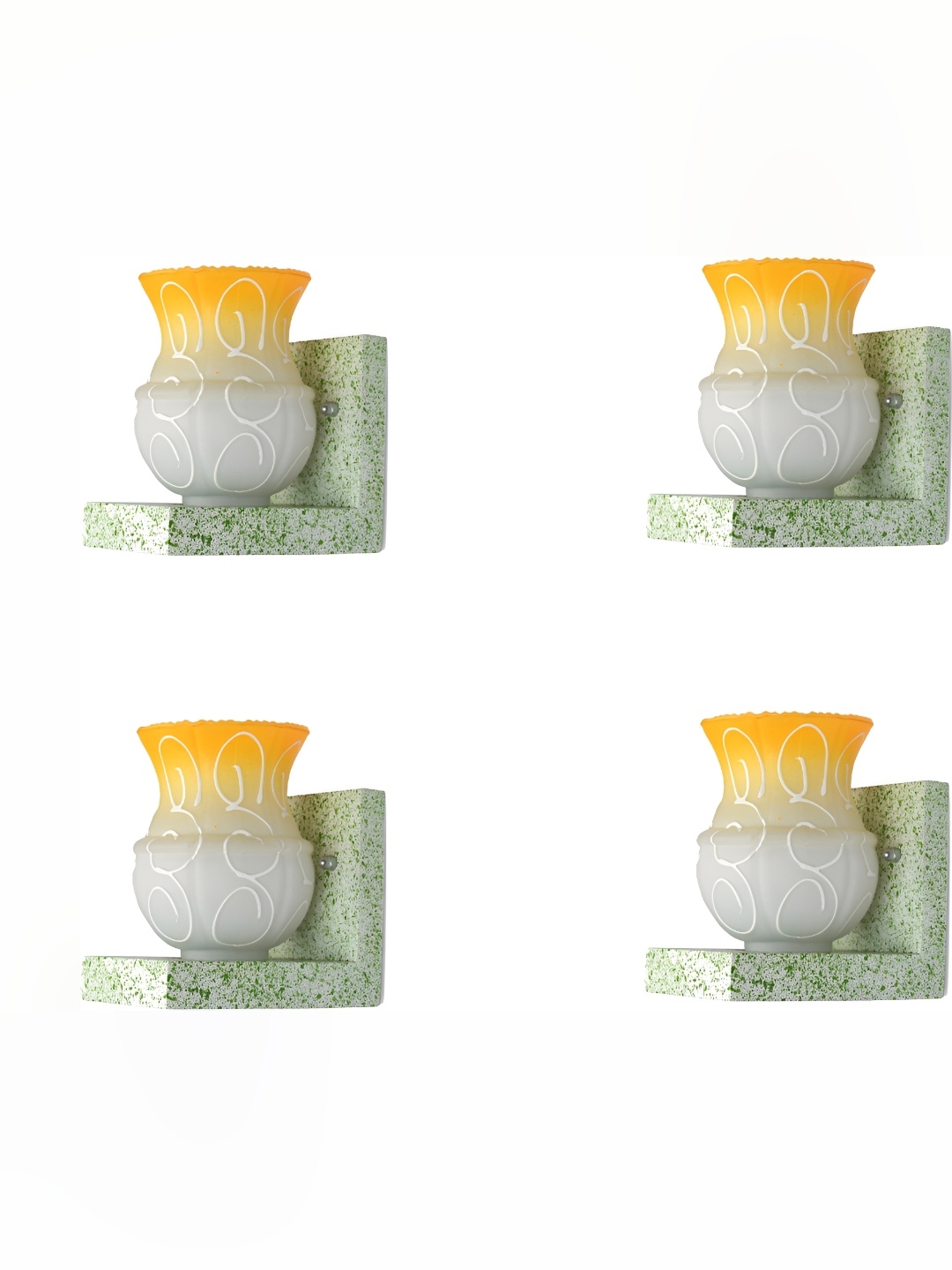 

Afast White & Yellow 4 Pieces Bell Shaped Glass Wall Lamps