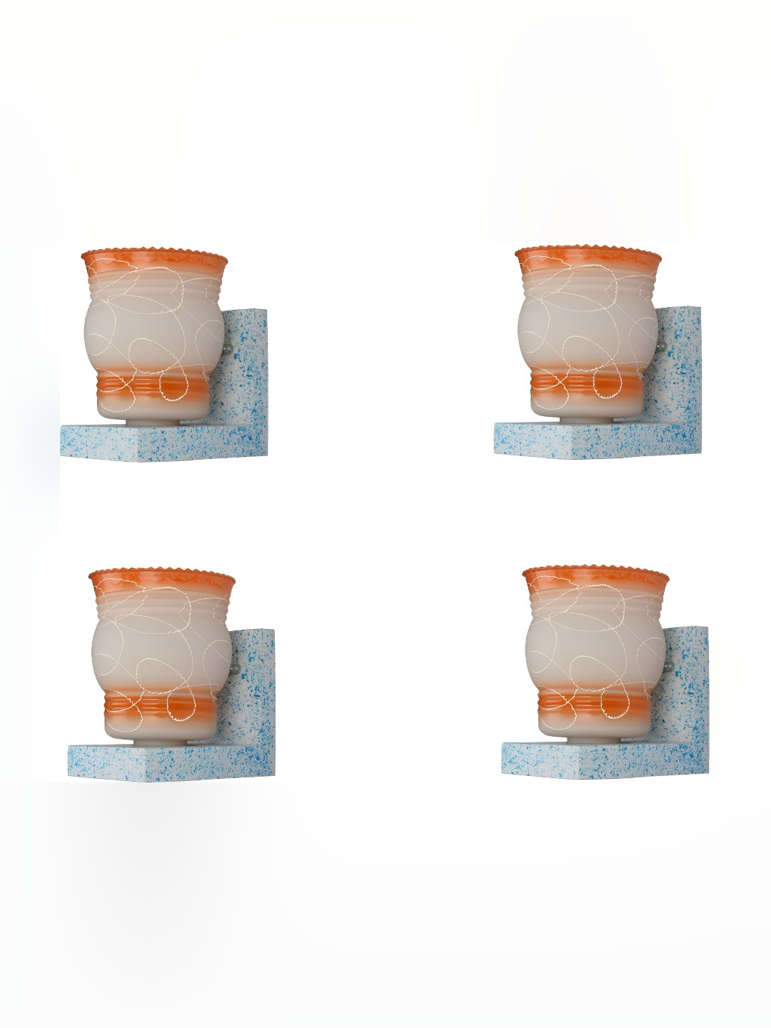 

Afast White & Orange 4 Pieces Bell Shaped Glass Wall Lamps