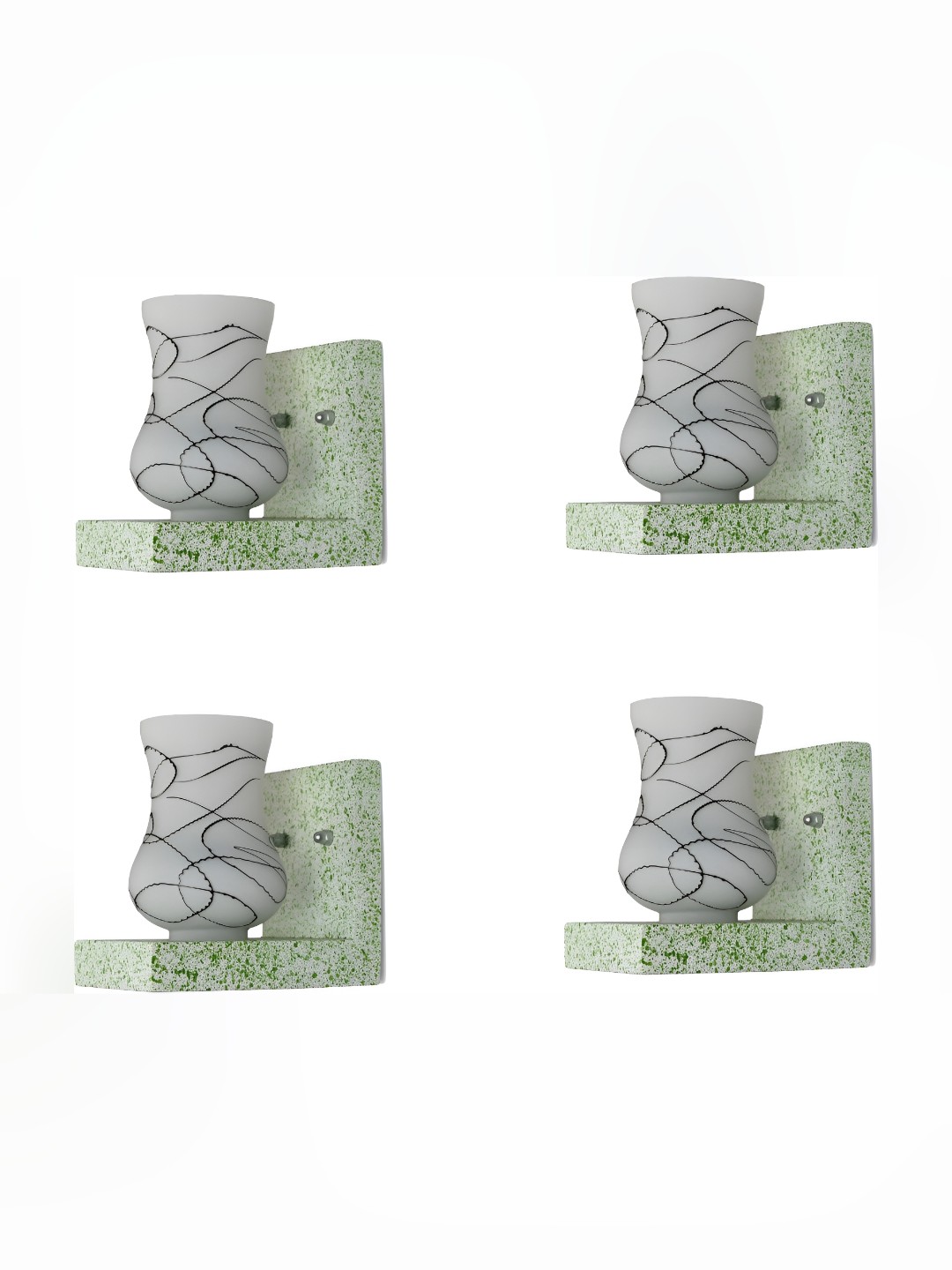 

Afast White & Green 4 Pcs Printed Contemporary Glass Wall Lamp