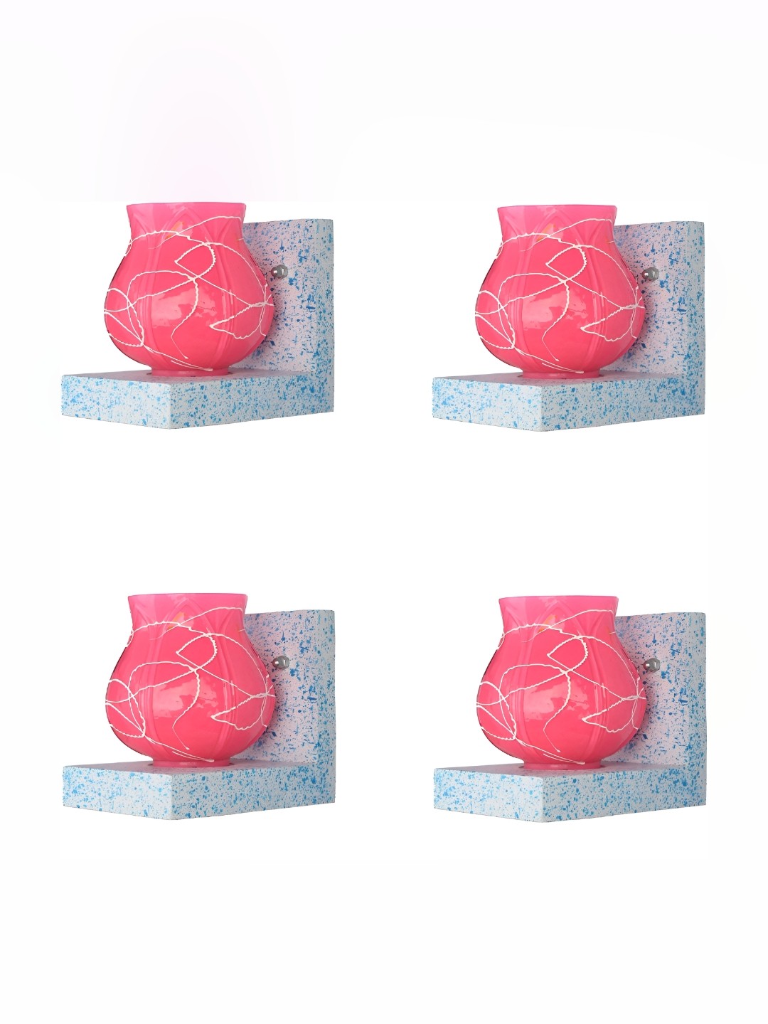 

Afast Pink & White 4 Pieces Printed Abstract Shaped Glass Contemporary Wall Lamp