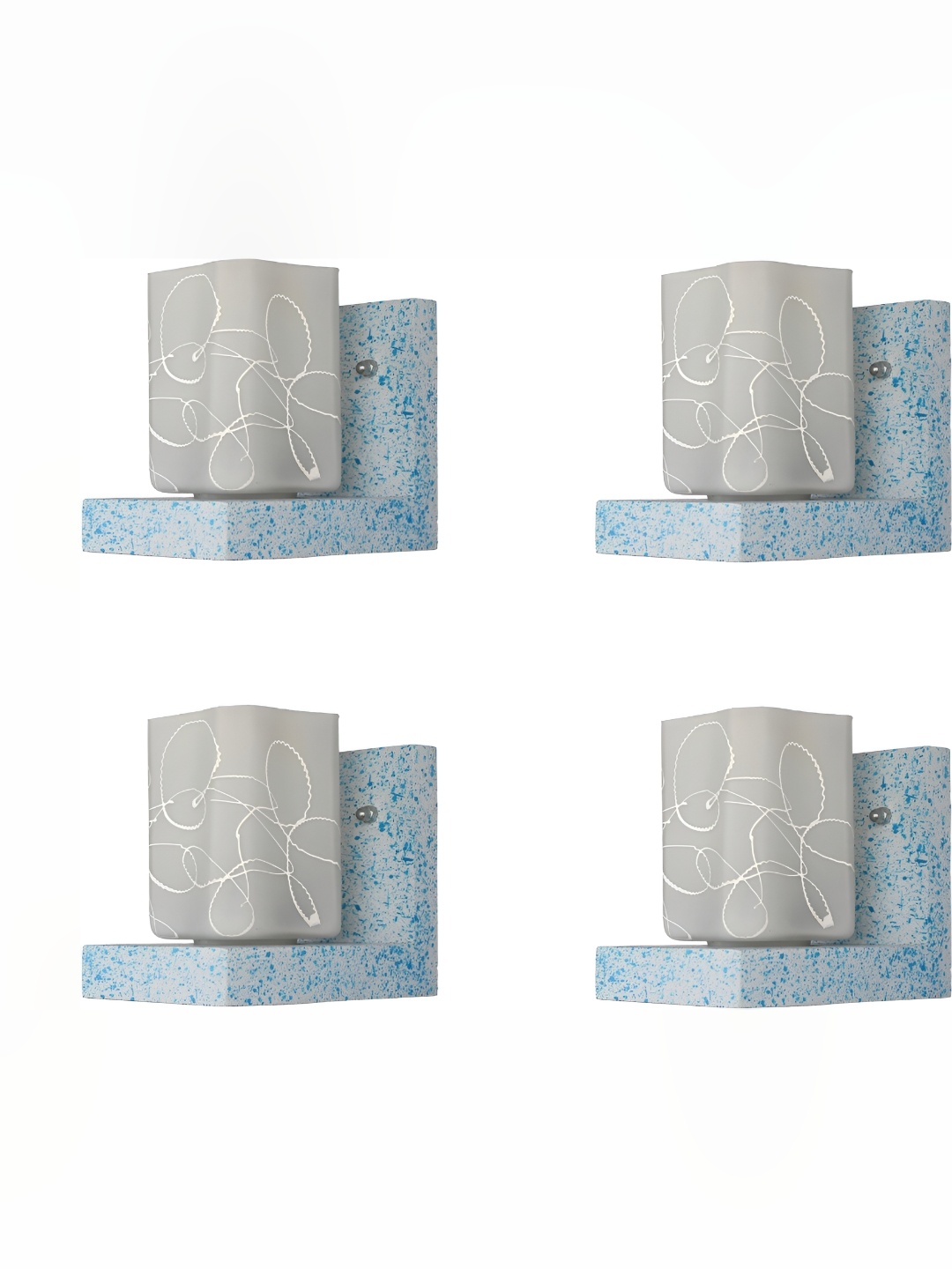 

Afast Grey & White 4 Pieces Printed Rectangular Shaped Glass Contemporary Wall Lamp
