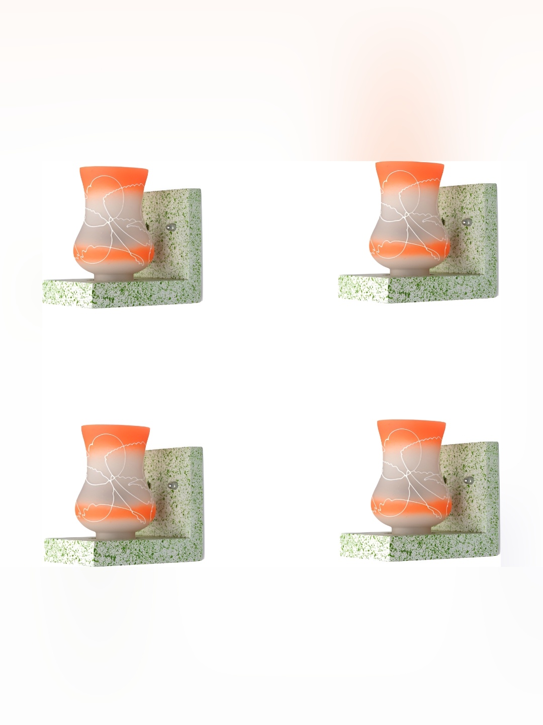 

Afast Orange & White 4 Pieces Printed Abstract Shaped Glass Contemporary Wall Lamp