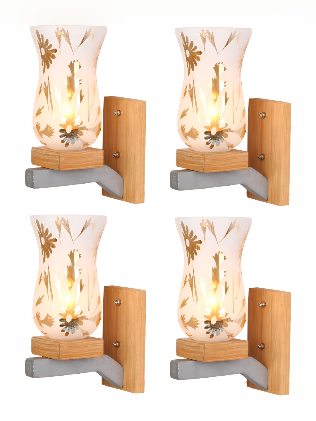 

Afast Gold Toned & White 4 Pieces Printed Abstract Shaped Glass Contemporary Wall Lamp