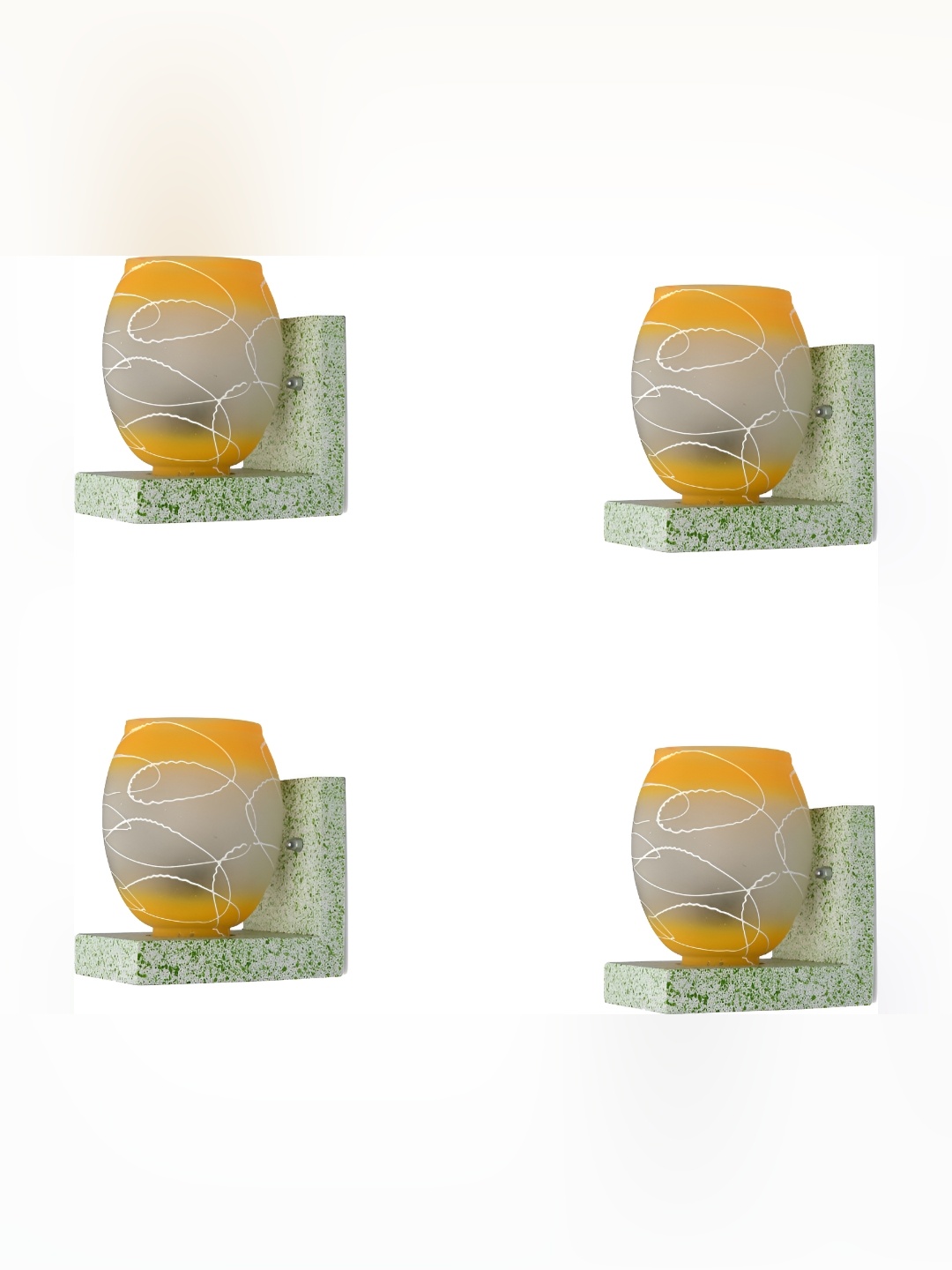 

Afast Orange & White 4 Pieces Printed Abstract Shaped Glass Contemporary Wall Lamp