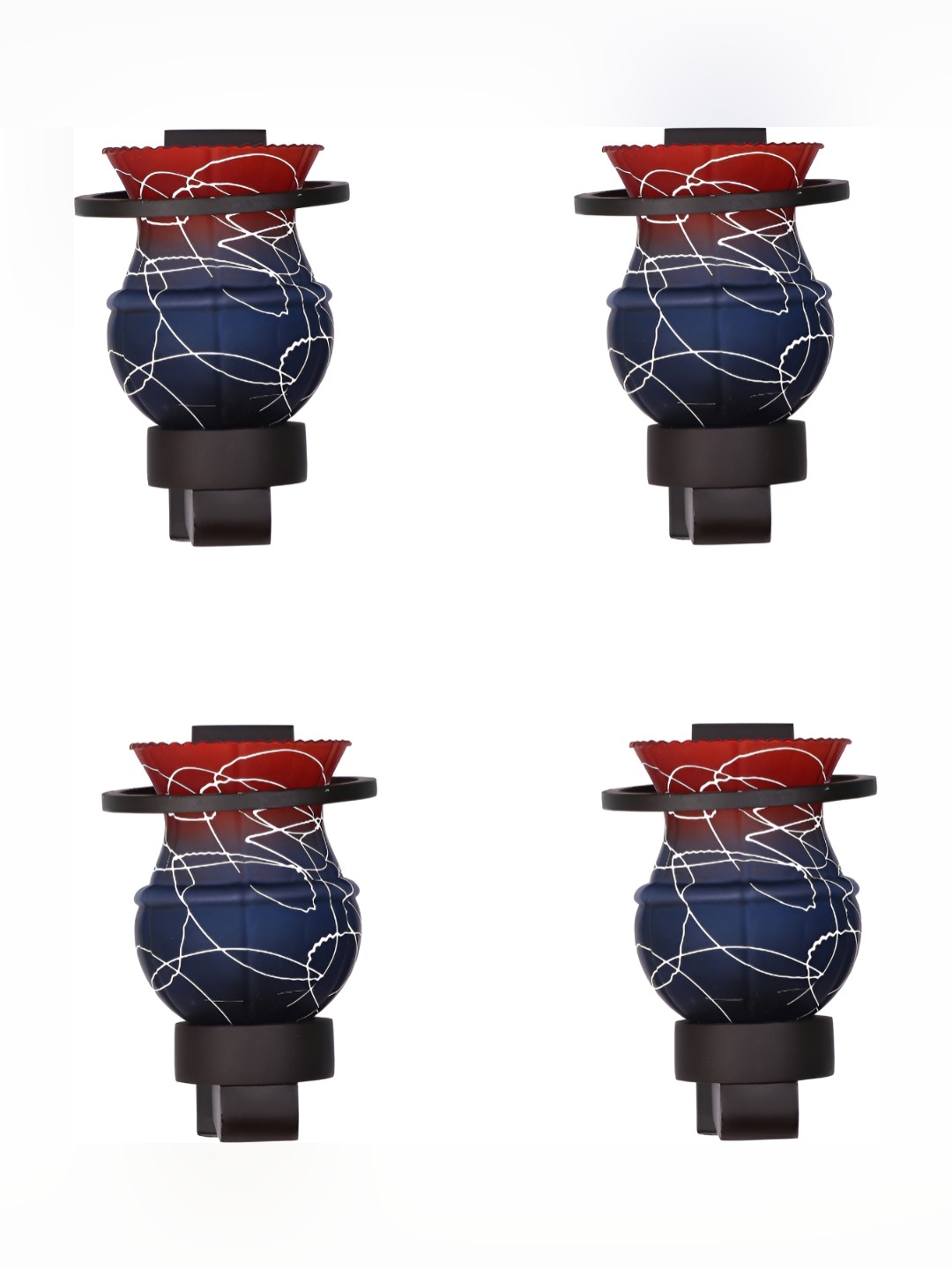 

Afast Blue & Red 4 Pieces Printed Abstract Shaped Glass Contemporary Wall Lamp