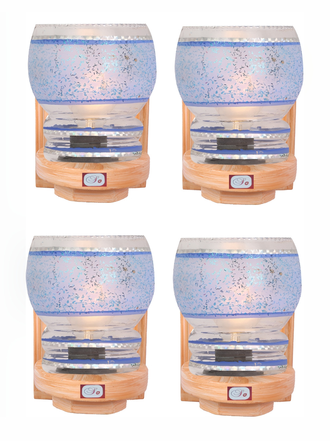 

Afast White & Blue 4 Pieces Printed Abstract Shaped Glass Contemporary Wall Lamp