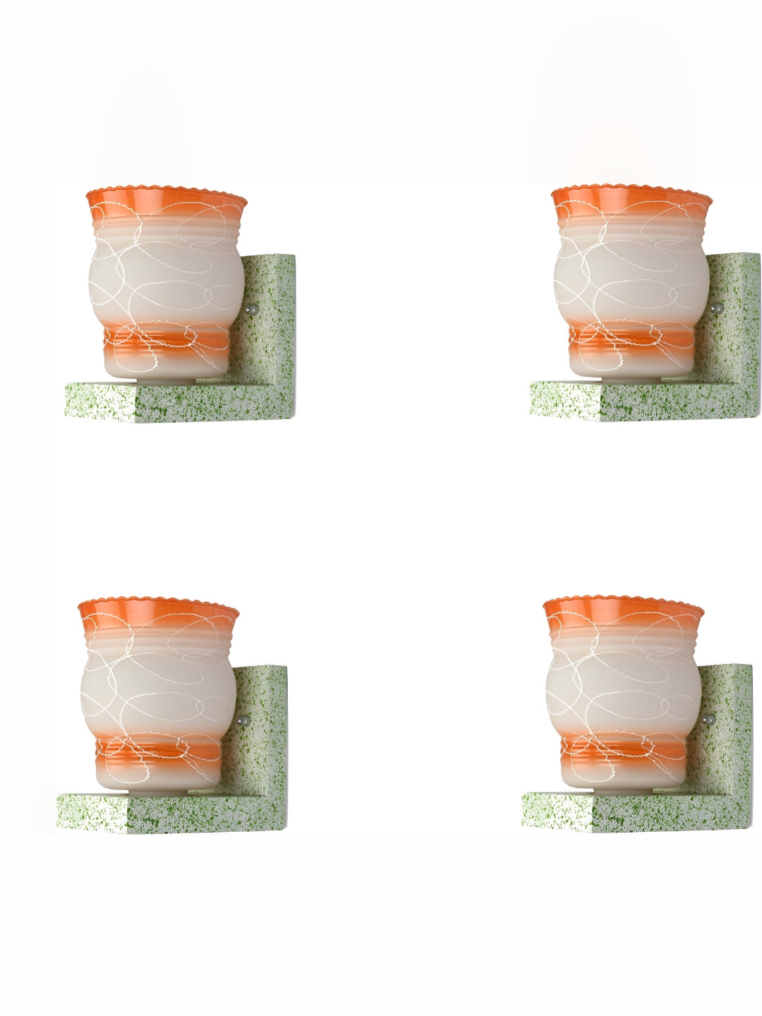 

Afast Orange & White 4 Pieces Printed Abstract Shaped Glass Contemporary Wall Lamp