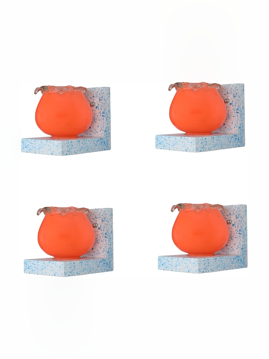 

Afast Transparent & Orange 4 Pieces Glass Abstract Shaped Wall Lamps