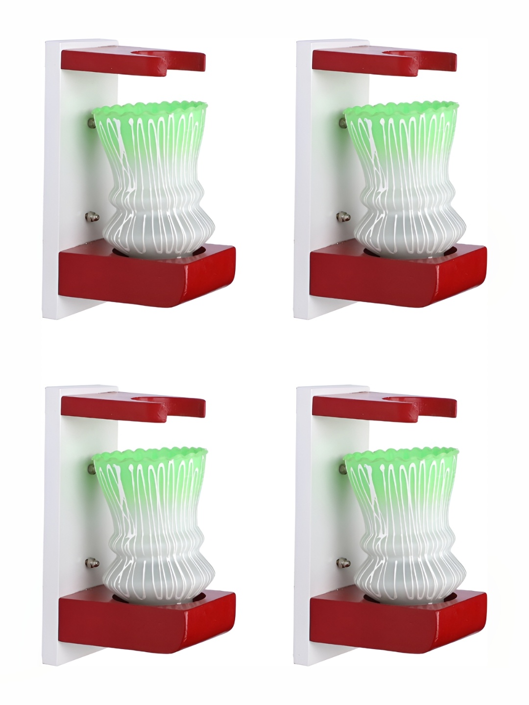 

Afast White & Green Printed 4 Pieces Glass Wall Lamps