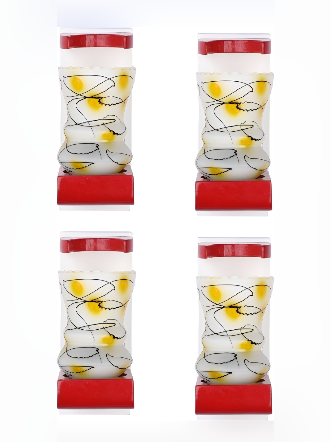 

Afast White & Red 4 Pieces Printed Glass Wall Lamps