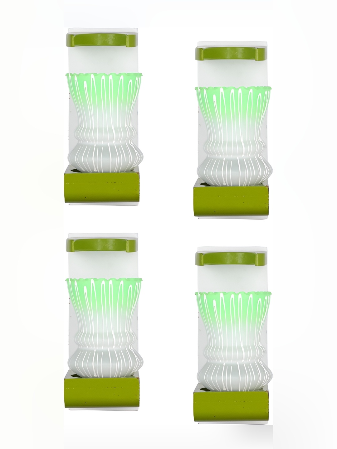 

Afast Green & White 4 Pieces Printed Contemporary Glass Wall Lamps