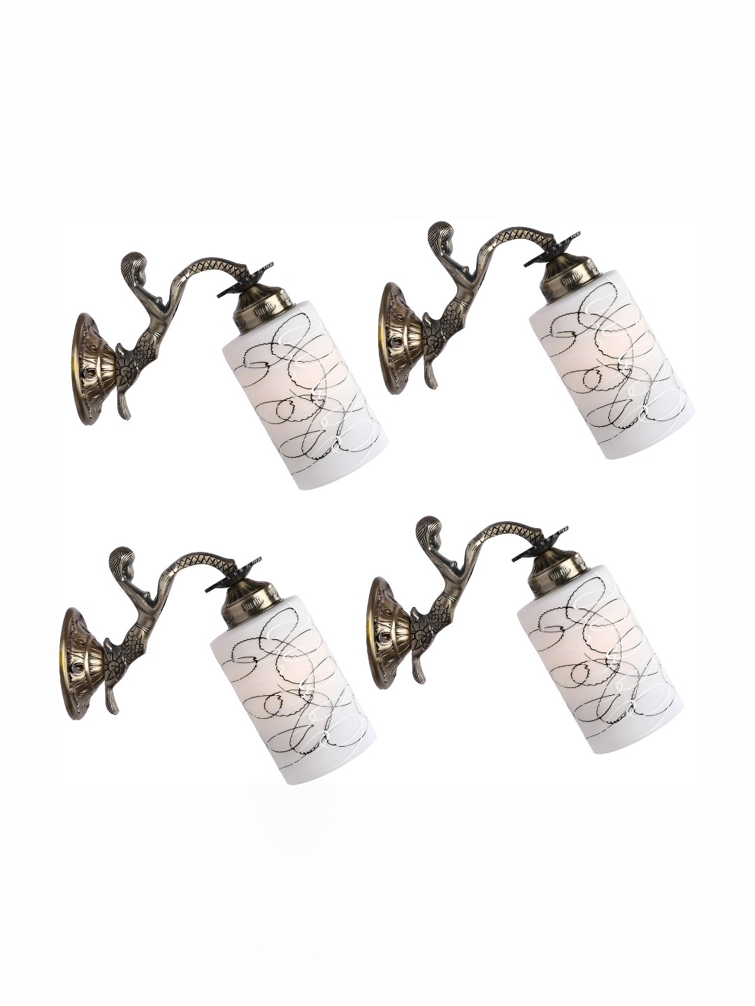 

Afast White & Black 4 Pieces Printed Contemporary Glass Wall Lamps