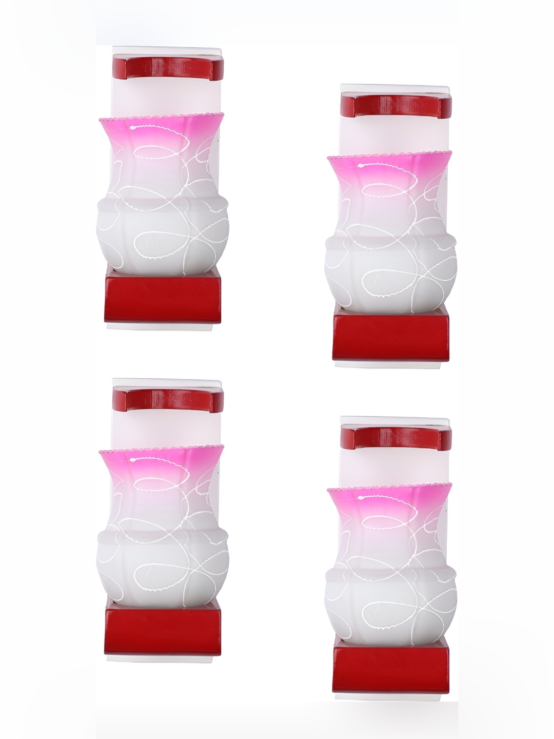 

Afast Pink & White 4 Pieces Printed Contemporary Glass Wall Lamps