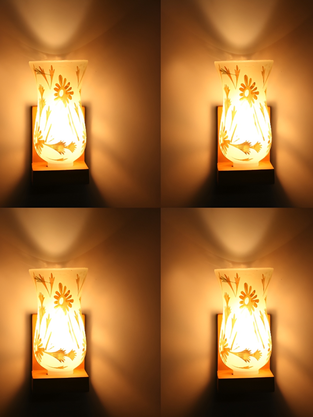 

Afast Green & White 4 Pieces Printed Contemporary Glass Wall Lamps