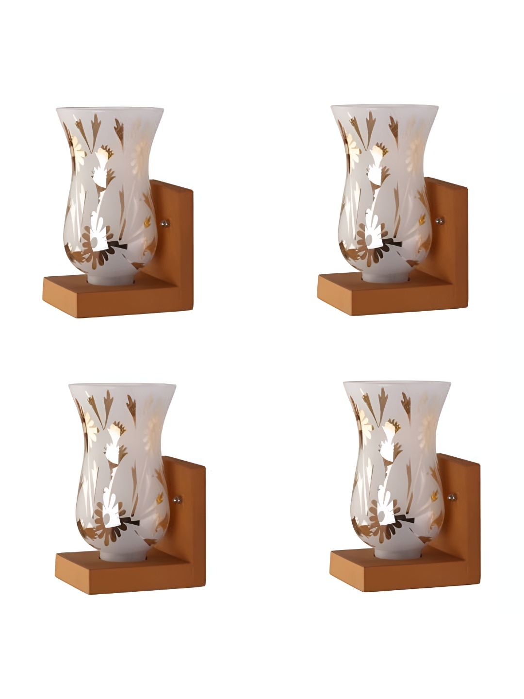 

Afast White & Brown 4 Pieces Printed Contemporary Glass Wall Lamps