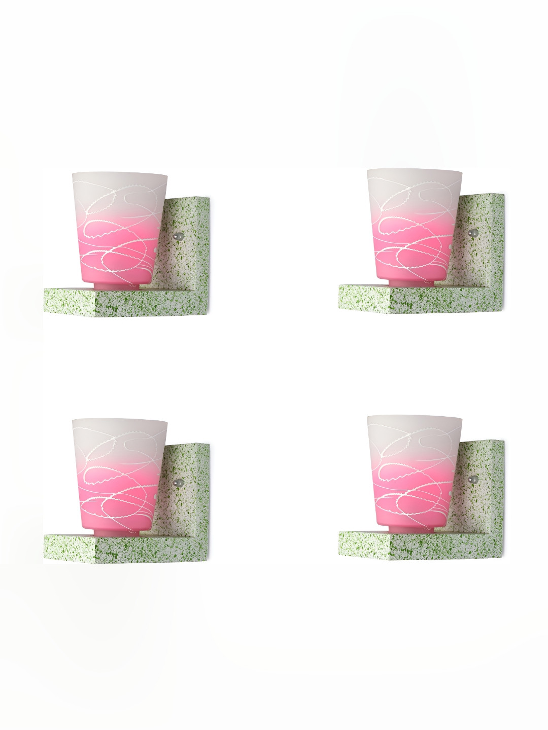 

Afast Pink & White 4 Pieces Printed Contemporary Glass Wall Lamps