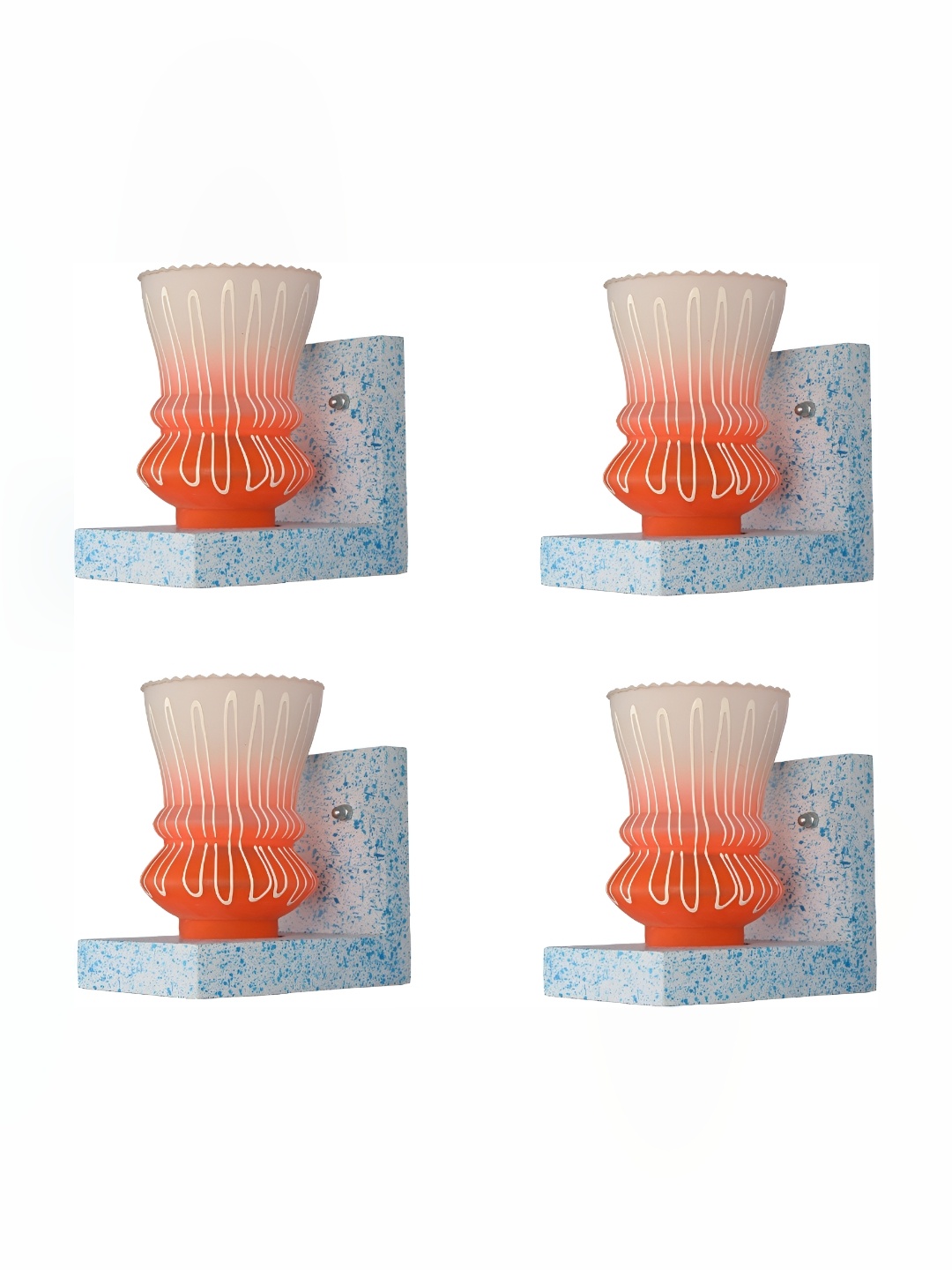 

Afast White & Orange 4 Pieces Printed Contemporary Glass Wall Lamp