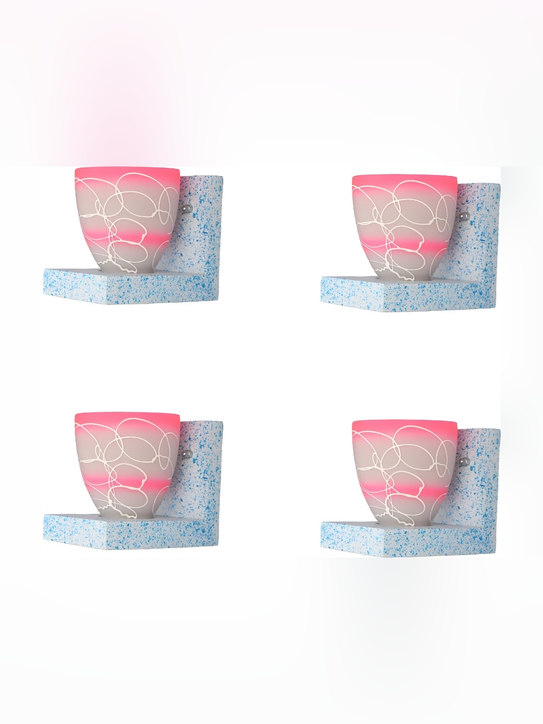 

Afast White & Pink 4 Pieces Printed Contemporary Glass Wall Lamp