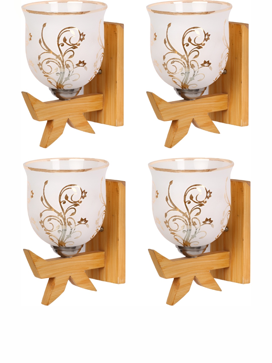 

Afast White & Brown 4 Pieces Textured Glass Wall Lamps