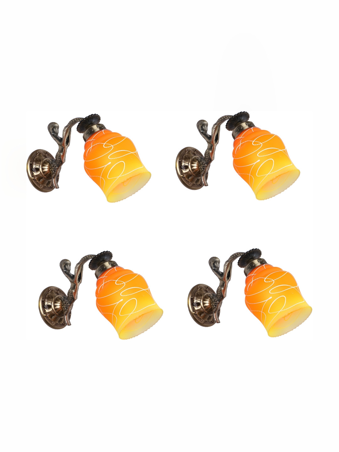 

Afast Orange & White 4 Pieces Textured Glass Wall Lamps