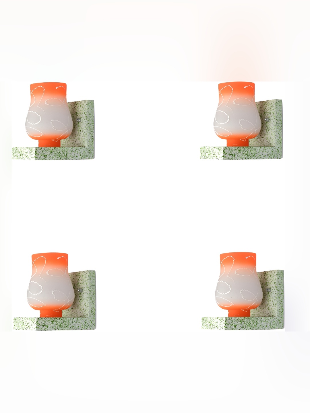 

Afast White & Orange 4 Pieces Textured Glass Wall Lamps