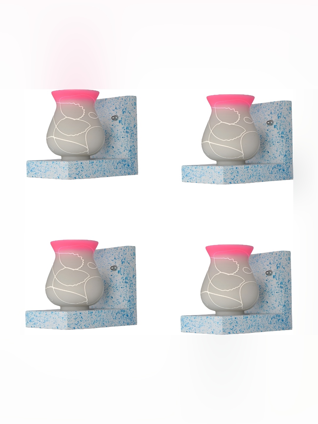 

Afast Yellow & White 4 Pieces Textured Glass Wall Lamps