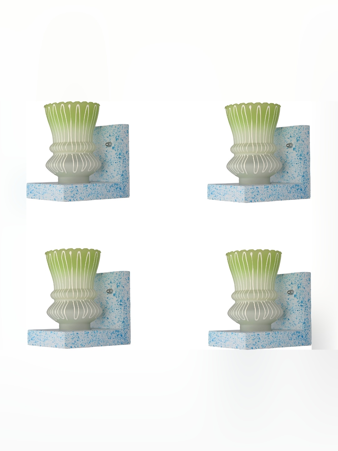 

Afast Yellow & White 4 Pieces Textured Glass Wall Lamps, Green