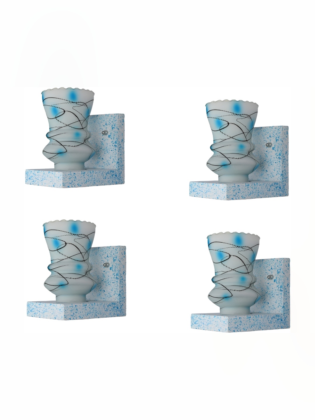

Afast White & Blue 4 Pieces Printed Contemporary Glass Wall Lamps