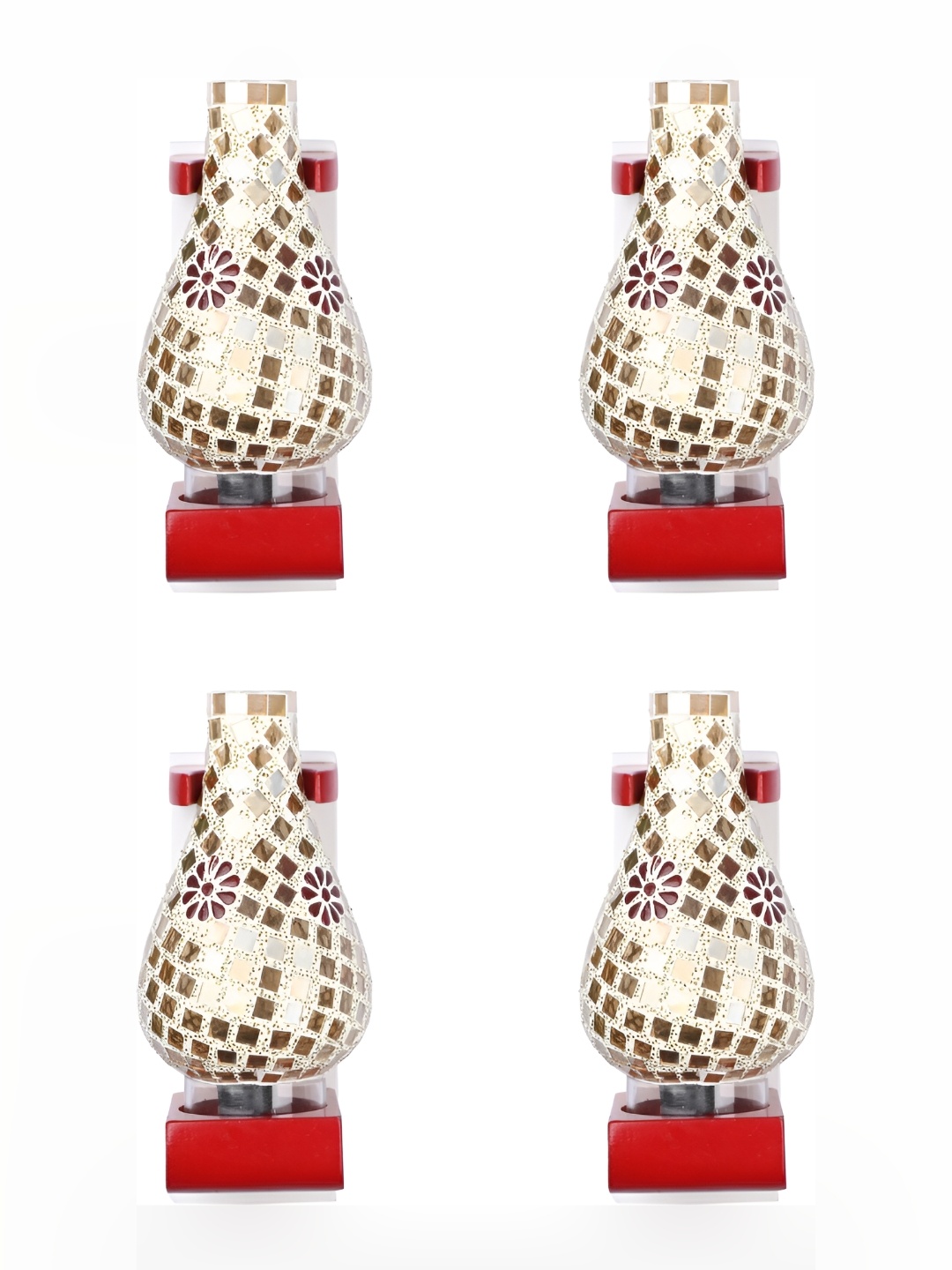 

Afast Beige & Red 4 Pieces Textured Contemporary Glass Wall Lamps