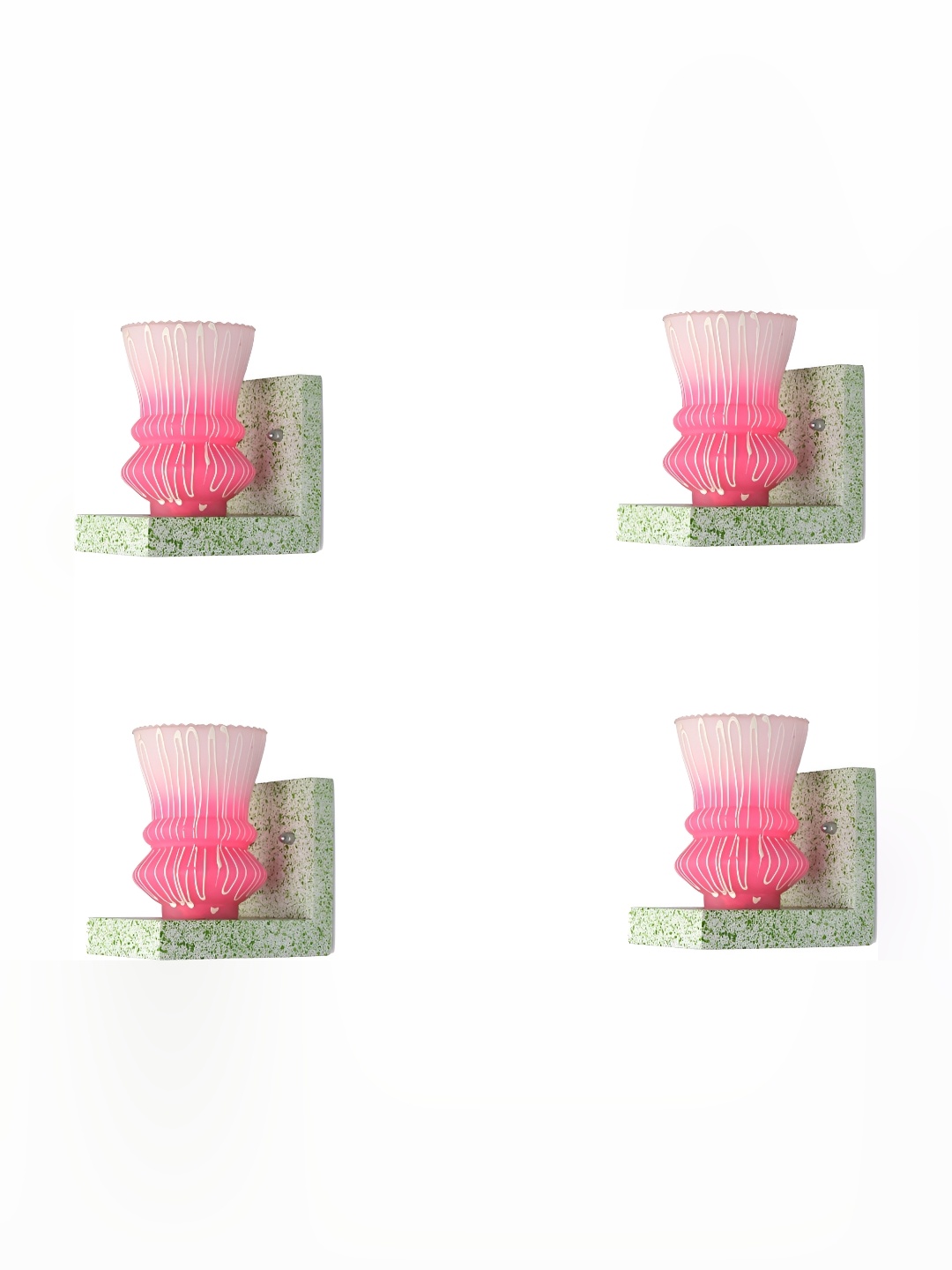 

Afast Pink & White 4 Pieces Printed Contemporary Glass Wall Lamps