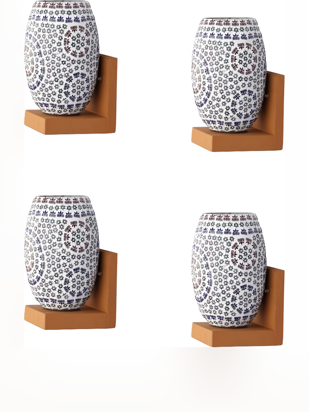 

Afast White & Blue 4 Pieces Printed Contemporary Glass Wall Lamps