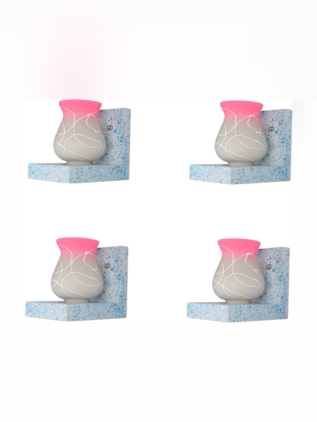 

Afast White and Pink 4 Pieces Glass Wall Lamps