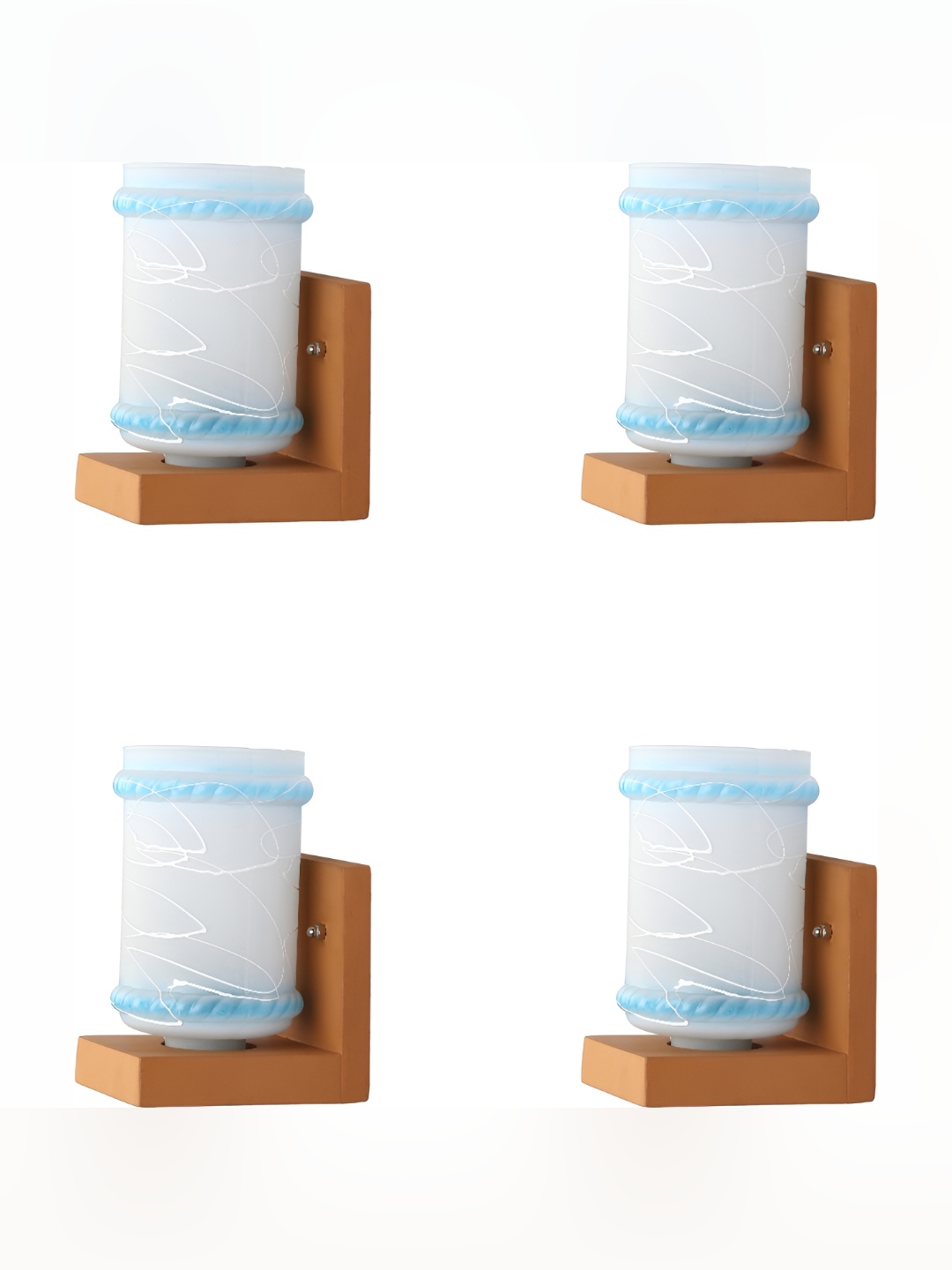 

Afast White and Blue 4 Pieces Glass Wall Lamps