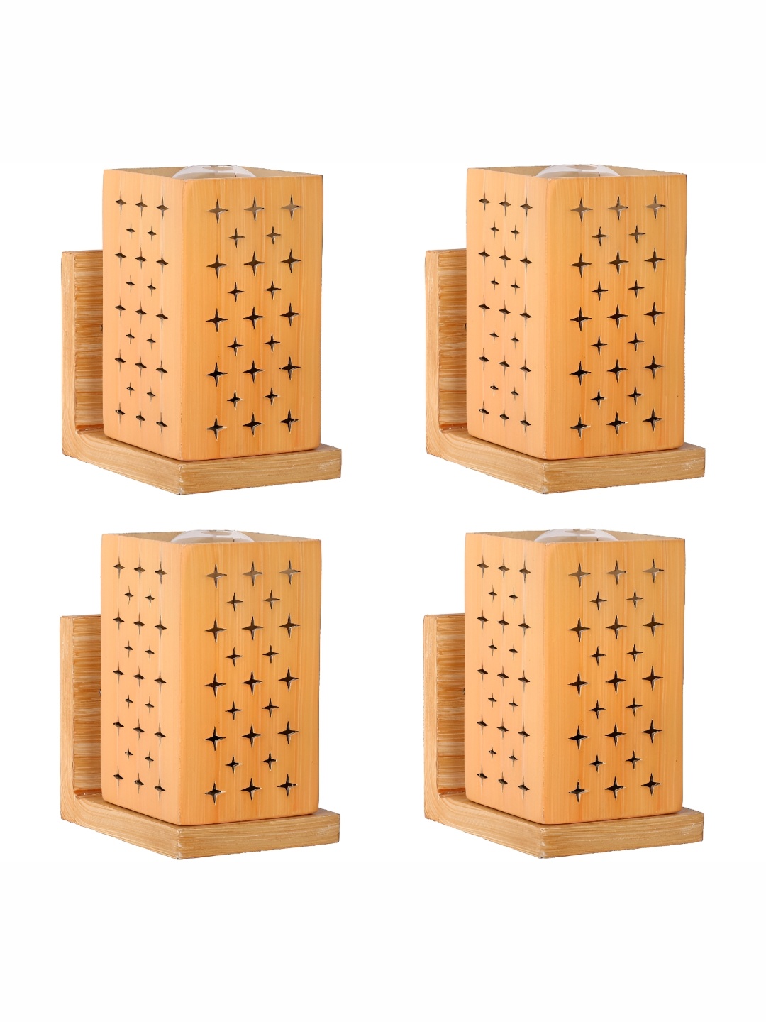 

Afast Brown 4 Pieces Rectangular Wooden Wall Lamps