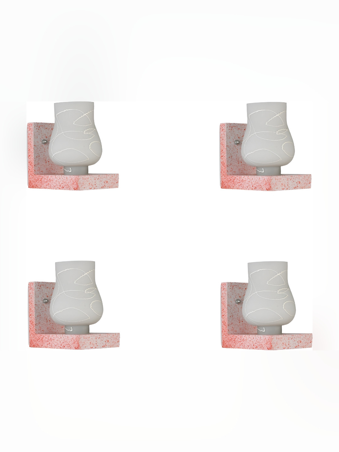 

Afast White 4 Pieces Printed Glass Wall Lamps