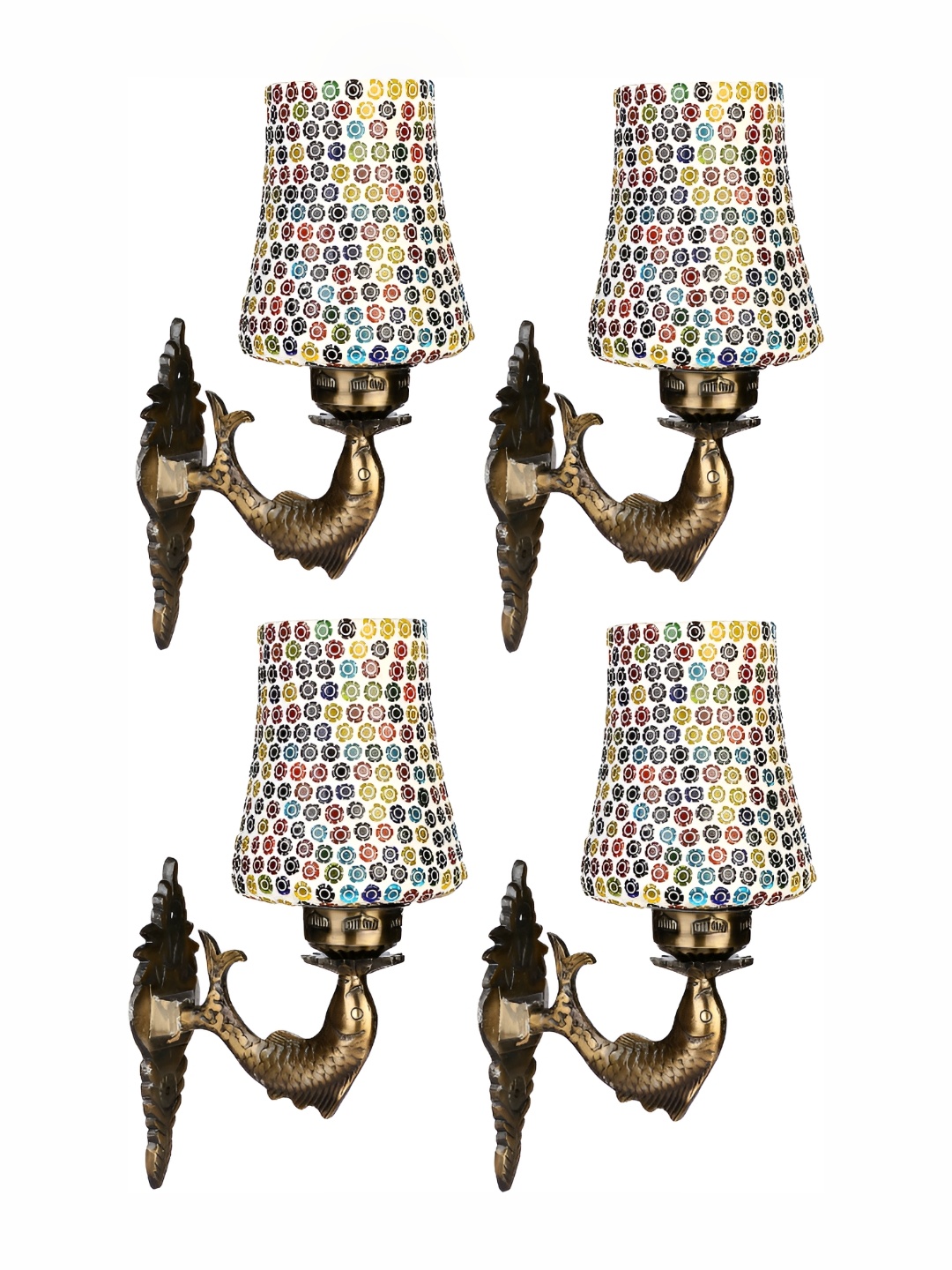 

Afast White & Blue 4 Pieces Printed Glass Wall Lamps