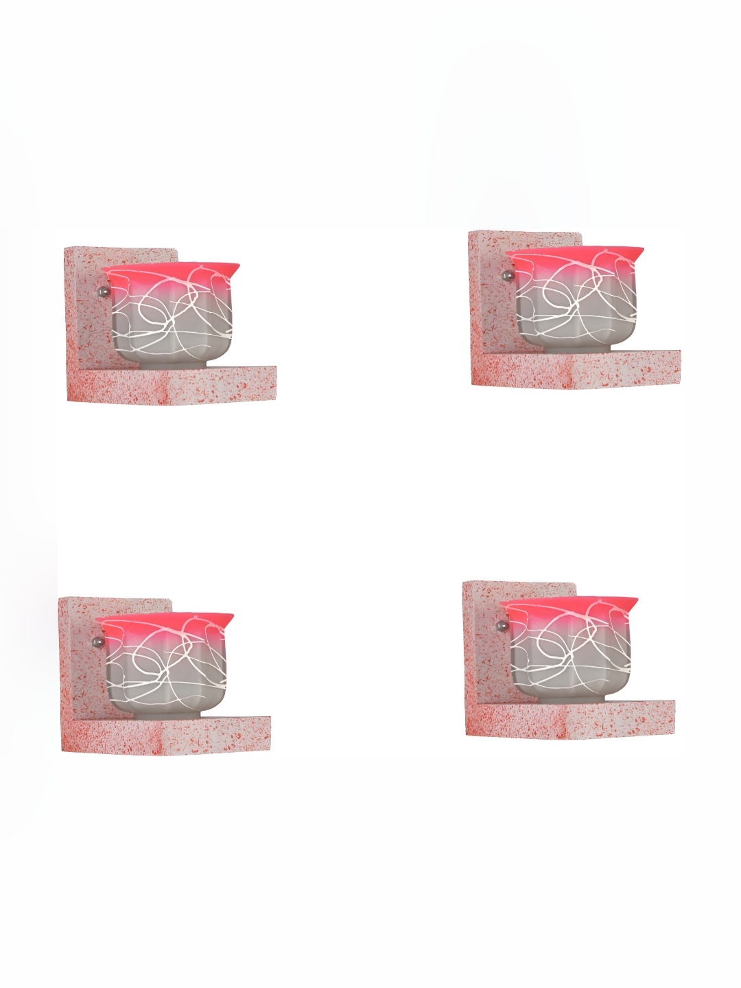 

Afast Orange & White 4 Pieces Printed Contemporary Glass Wall Lamps