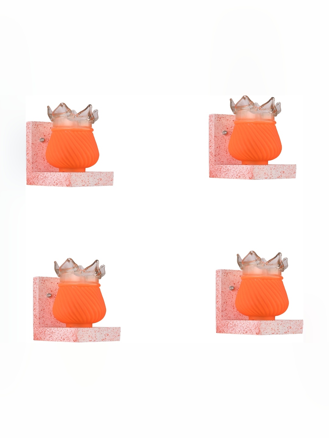 

Afast Orange & White 4 Pieces Textured Contemporary Glass Wall Lamps