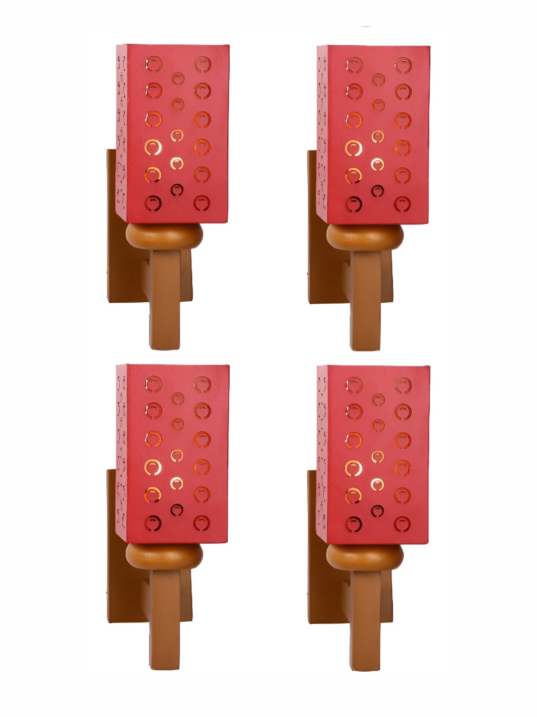 

Afast Red & Brown 4 Pieces Textured Contemporary Wooden Wall Lamps