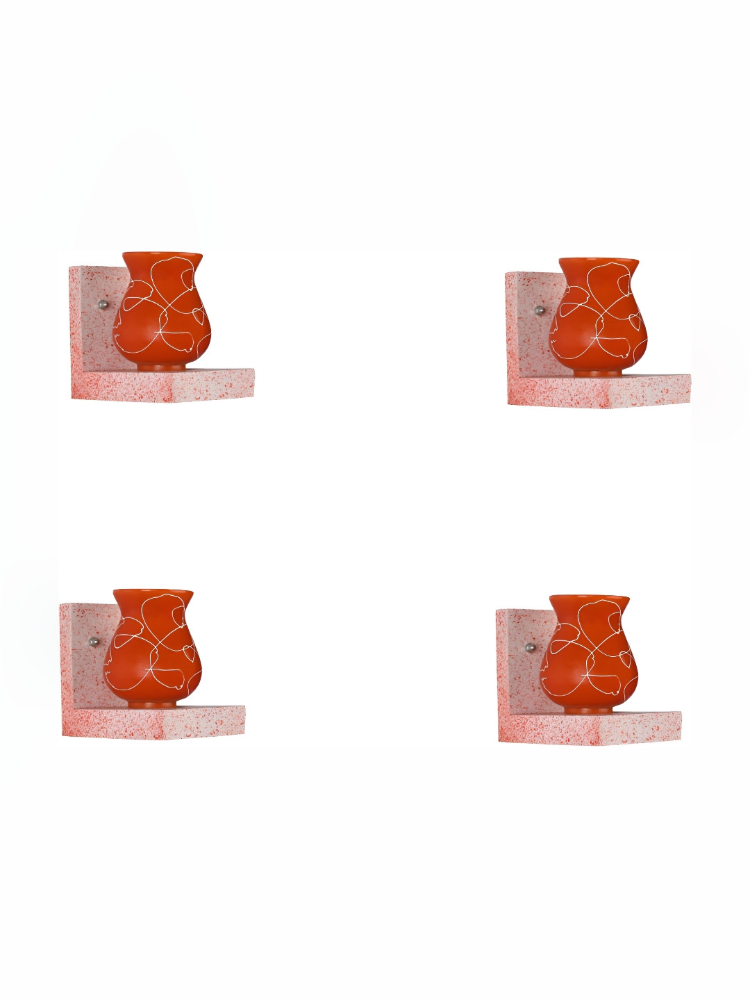 

Afast Red & White 4 Pieces Printed Contemporary Glass Wall Lamps