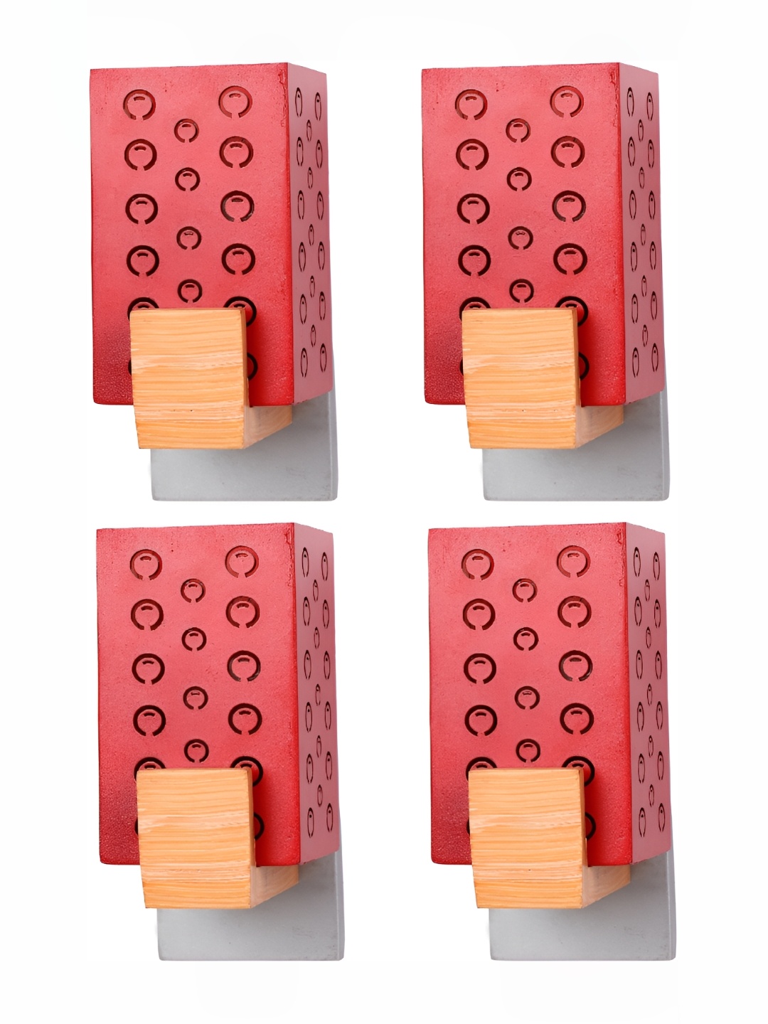 

Afast Red 4 Pieces Rectangular Shaped Wooden Wall Lamps