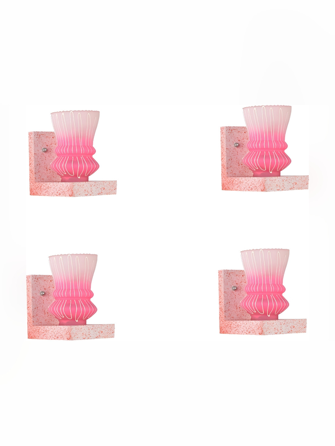 

Afast Pink & White 4 Pieces Printed Abstract Shaped Glass Wall Lamps