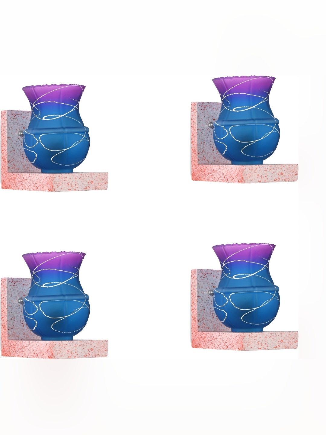 

Afast Blue & Purple 4 Pieces Printed Abstract Shaped Glass Wall Lamps