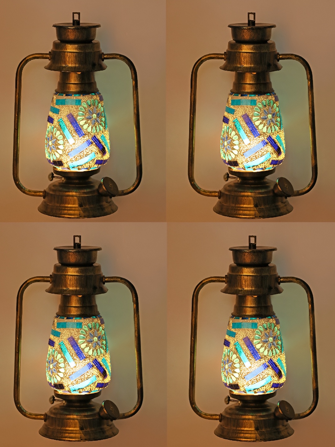 

Afast White & Blue 4 Pieces Textured Abstract Shaped Glass Wall Lamps