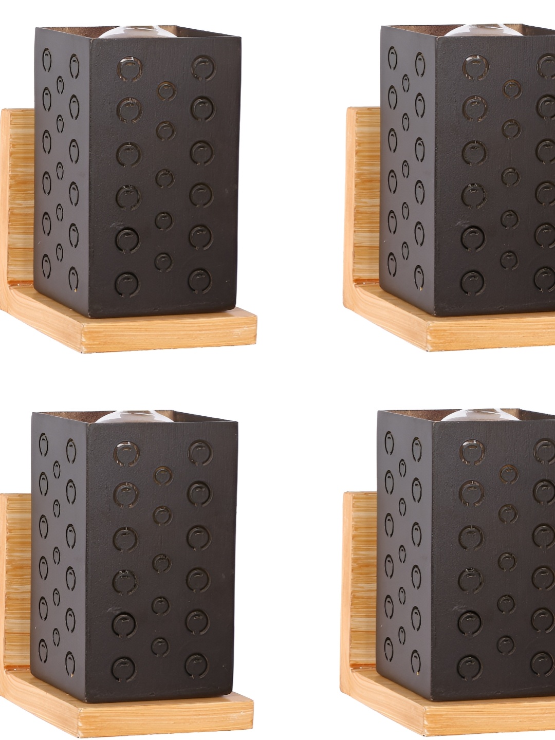 

Afast Black 4 Pieces Textured Wooden Wall Lamps