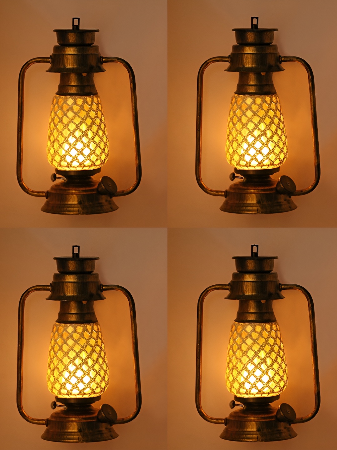 

Afast White & Brown 4 Pieces Textured Abstract Shaped Glass Wall Lamps