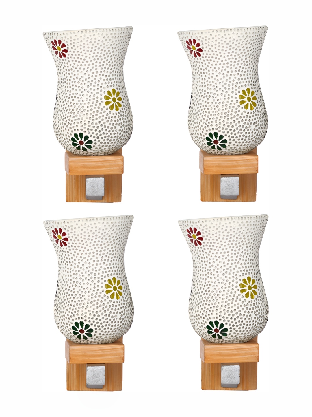 

Afast White & Brown 4 Pieces Textured Abstract Shaped Glass Wall Lamps
