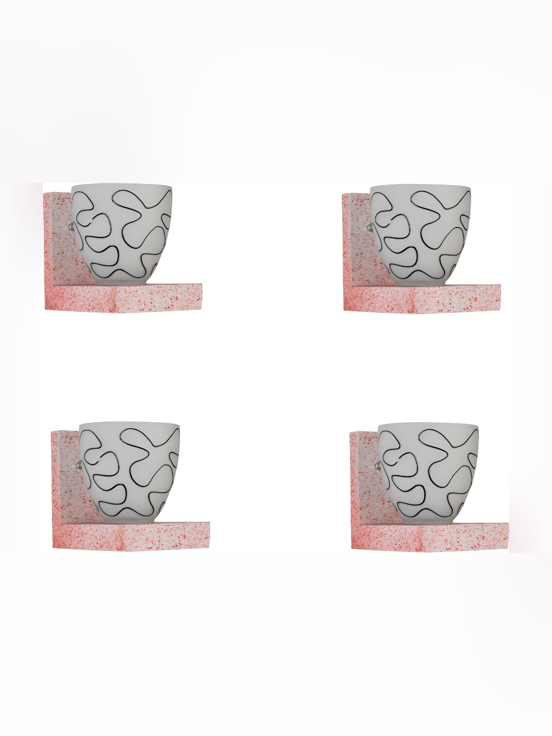 

Afast White & Black 4 Pieces Printed Abstract Shaped Glass Wall Lamps