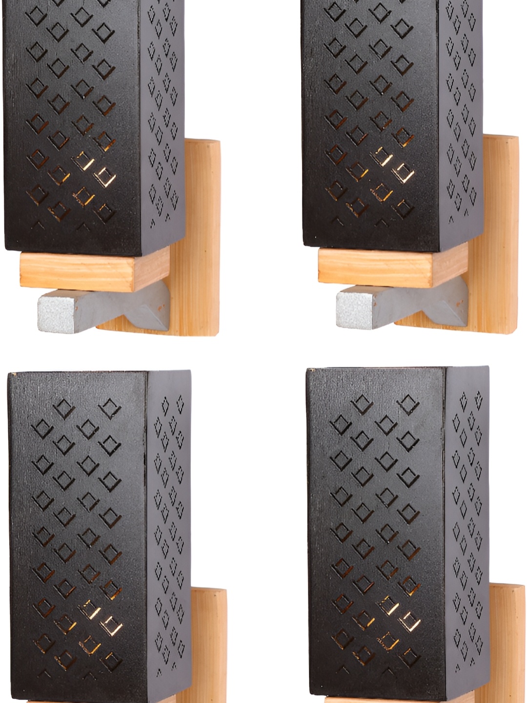 

Afast Black 4 Pcs Textured Wooden Wall Lamps